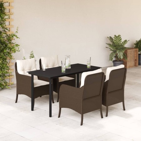 Set comedor de jardín 5 piezas y cojines ratán sintético marrón de , Conjuntos de jardín - Ref: Foro24-3211943, Precio: 484,9...