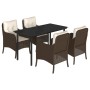 Set comedor de jardín 5 piezas y cojines ratán sintético marrón de , Conjuntos de jardín - Ref: Foro24-3211943, Precio: 484,9...