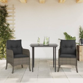 Set comedor de jardín 3 piezas con cojines ratán sintético gris de , Conjuntos de jardín - Ref: Foro24-3211948, Precio: 307,9...