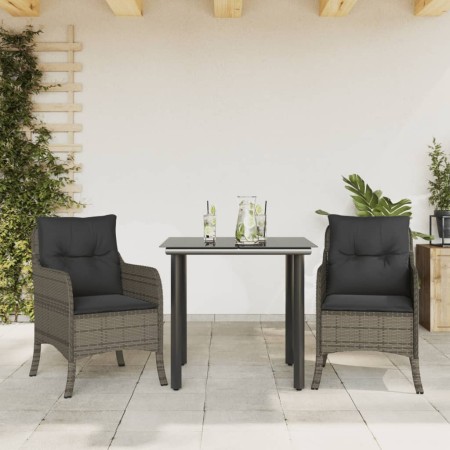 Set comedor de jardín 3 piezas con cojines ratán sintético gris de , Conjuntos de jardín - Ref: Foro24-3211955, Precio: 286,2...