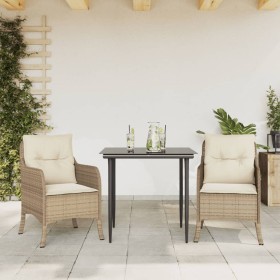 3-teilige Garten-Essgruppe mit beigen Kissen aus synthetischem Rattan von , Gartensets - Ref: Foro24-3211962, Preis: 310,86 €...