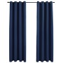 Blackout curtains with metal rings 2 units blue 140x175 cm by vidaXL, Curtains and curtains - Ref: Foro24-134450, Price: 30,8...