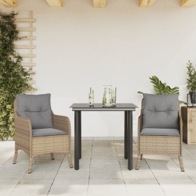 3-teilige Garten-Essgruppe mit beigen Kissen aus synthetischem Rattan von , Gartensets - Ref: Foro24-3211983, Preis: 270,99 €...