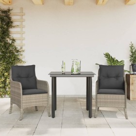 Garten-Essgruppe 3-teilig mit hellgrauen synthetischen Rattankissen von , Gartensets - Ref: Foro24-3211997, Preis: 269,70 €, ...