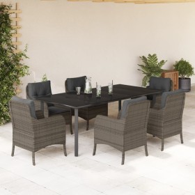 Garden dining set 7 pieces and gray synthetic rattan cushions by , Garden sets - Ref: Foro24-3211960, Price: 858,99 €, Discou...