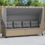 Sun lounger with hood and beige synthetic rattan cushions by , Loungers - Ref: Foro24-368338, Price: 248,87 €, Discount: %