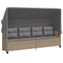 Sun lounger with hood and beige synthetic rattan cushions by , Loungers - Ref: Foro24-368338, Price: 248,87 €, Discount: %