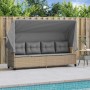 Sun lounger with hood and beige synthetic rattan cushions by , Loungers - Ref: Foro24-368338, Price: 248,87 €, Discount: %