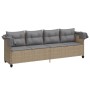 Sun lounger with hood and beige synthetic rattan cushions by , Loungers - Ref: Foro24-368338, Price: 248,87 €, Discount: %