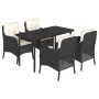 Set de muebles jardín 5 pzas con cojines ratán sintético negro de , Conjuntos de jardín - Ref: Foro24-3211915, Precio: 455,31...