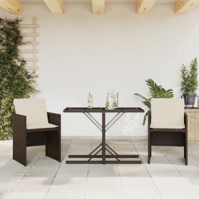 Garden chairs and table with cushions 3 pieces brown PE rattan by , Garden sets - Ref: Foro24-365065, Price: 163,06 €, Discou...