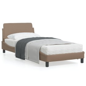 Estructura de cama cabecero cuero sintético capuchino 90x200 cm de , Camas y somieres - Ref: Foro24-373122, Precio: 115,99 €,...