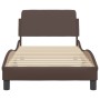 Bed frame with headboard brown synthetic leather 90x200cm by , Beds and slatted bases - Ref: Foro24-373120, Price: 115,99 €, ...