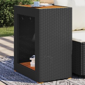 Garden side table with black PE rattan wood top 60x40x75 cm by , Garden tables - Ref: Foro24-366303, Price: 81,98 €, Discount: %