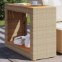 Mesa auxiliar jardín tapa madera ratán PE beige 100x40x75 cm de , Mesas de jardín - Ref: Foro24-366308, Precio: 111,86 €, Des...