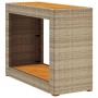 Mesa auxiliar jardín tapa madera ratán PE beige 100x40x75 cm de , Mesas de jardín - Ref: Foro24-366308, Precio: 111,99 €, Des...