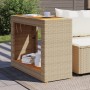 Garden side table with beige PE rattan wood top 100x40x75 cm by , Garden tables - Ref: Foro24-366308, Price: 111,86 €, Discou...