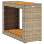 Mesa auxiliar jardín tapa madera ratán PE beige 100x40x75 cm de , Mesas de jardín - Ref: Foro24-366308, Precio: 111,86 €, Des...