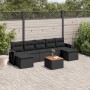 8-teiliges Gartensofa-Set und schwarze synthetische Rattankissen von , Modulare Sofas für den Außenbereich - Ref: Foro24-3224...