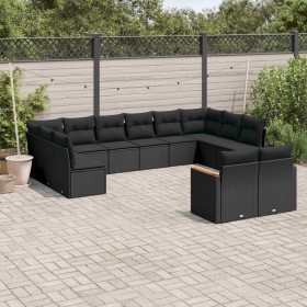 Gartensofa-Set 12-teilig mit schwarzen synthetischen Rattankissen von , Gartensets - Ref: Foro24-3226440, Preis: 699,53 €, Ra...