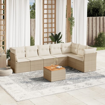 Gartensofa-Set mit beigen Kissen 8 Stück PE-Rattan von , Gartensets - Ref: Foro24-3256009, Preis: 656,76 €, Rabatt: %