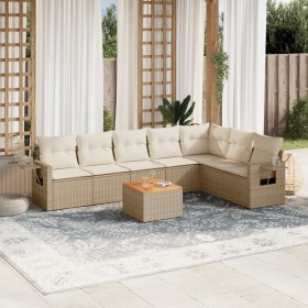 Gartensofa-Set mit beigen Kissen 8 Stück PE-Rattan von , Gartensets - Ref: Foro24-3256926, Preis: 568,99 €, Rabatt: %