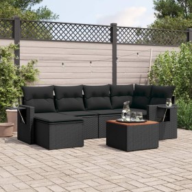 7-piece garden dining set and black synthetic rattan cushions by , Garden sets - Ref: Foro24-3256993, Price: 506,14 €, Discou...