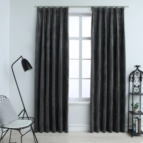 Blackout curtains and hooks 2 pcs anthracite velvet 140x175cm by vidaXL, Curtains and curtains - Ref: Foro24-134500, Price: 3...