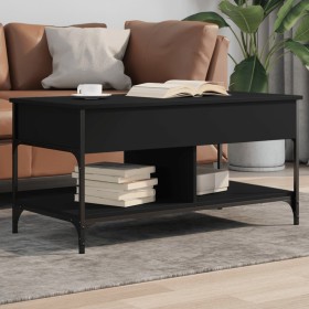 Engineered wood and black metal coffee table 100x50x50 cm by , Coffee table - Ref: Foro24-845366, Price: 80,71 €, Discount: %