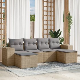 Gartensofa-Set mit Kissen, 6-teilig, beiges synthetisches Rattan von , Gartensets - Ref: Foro24-3255256, Preis: 440,65 €, Rab...