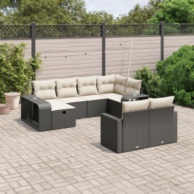 Gartensofa-Set 10-teilig mit schwarzen synthetischen Rattankissen von , Gartensets - Ref: Foro24-3266236, Preis: 550,50 €, Ra...