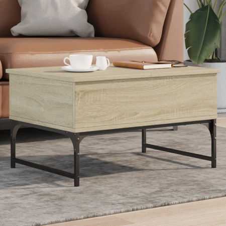 Mesa de centro madera ingeniería metal roble Sonoma 70x50x40 cm de , Mesas de centro - Ref: Foro24-845372, Precio: 63,77 €, D...