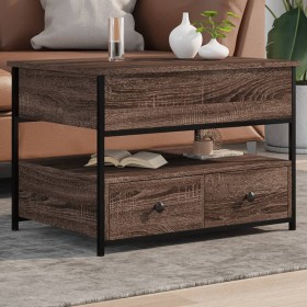 Oak brown metal engineered wood coffee table 70x50x50 cm by , Coffee table - Ref: Foro24-845385, Price: 93,05 €, Discount: %