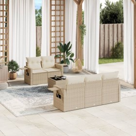 Gartensofa-Set mit Kissen, 6-teilig, beiges synthetisches Rattan von , Gartensets - Ref: Foro24-3219897, Preis: 513,16 €, Rab...