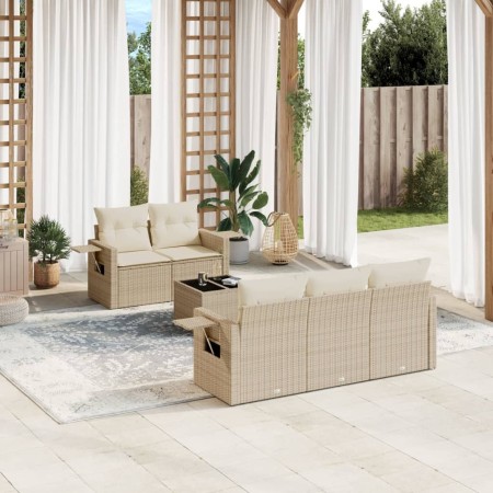 Garden sofa set with cushions 6 pieces beige synthetic rattan by , Garden sets - Ref: Foro24-3219897, Price: 512,62 €, Discou...