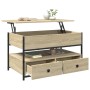 Mesa de centro madera ingeniería metal roble Sonoma 85x50x50 cm de , Mesas de centro - Ref: Foro24-845387, Precio: 97,99 €, D...