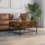 Engineered wood and metal smoke oak coffee table 80x80x45 cm by , Coffee table - Ref: Foro24-845403, Price: 78,46 €, Discount: %