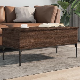 Brown oak metal engineered wood coffee table 100x50x45cm by , Coffee table - Ref: Foro24-845415, Price: 63,99 €, Discount: %