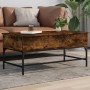 Engineered wood coffee table metal smoke oak 100x50x45 cm by , Coffee table - Ref: Foro24-845398, Price: 64,99 €, Discount: %