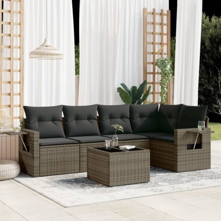 6-teiliges Gartenmöbel-Set und graue synthetische Rattankissen von , Gartensets - Ref: Foro24-3220139, Preis: 423,57 €, Rabat...