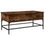 Engineered wood coffee table metal smoke oak 100x50x45 cm by , Coffee table - Ref: Foro24-845398, Price: 64,99 €, Discount: %