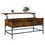 Engineered wood coffee table metal smoke oak 100x50x45 cm by , Coffee table - Ref: Foro24-845398, Price: 64,99 €, Discount: %