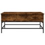 Engineered wood coffee table metal smoke oak 100x50x45 cm by , Coffee table - Ref: Foro24-845398, Price: 64,99 €, Discount: %