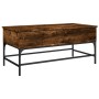 Engineered wood coffee table metal smoke oak 100x50x45 cm by , Coffee table - Ref: Foro24-845398, Price: 64,99 €, Discount: %