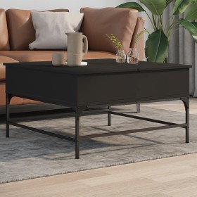 Engineered wood and black metal coffee table 80x80x45 cm by , Coffee table - Ref: Foro24-845401, Price: 80,01 €, Discount: %