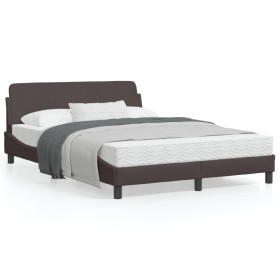 Estructura de cama con cabecero de tela marrón 140x200 cm de , Camas y somieres - Ref: Foro24-373188, Precio: 139,99 €, Descu...