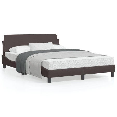 Estructura de cama con cabecero de tela marrón 140x200 cm de , Camas y somieres - Ref: Foro24-373188, Precio: 138,85 €, Descu...