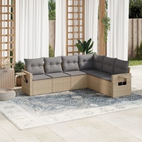 Garden sofa set with cushions 6 pieces beige synthetic rattan by , Garden sets - Ref: Foro24-3220208, Price: 437,87 €, Discou...