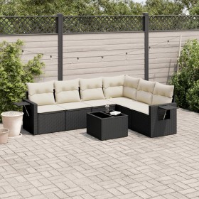 7-teiliges Garten-Essset und schwarze Kissen aus synthetischem Rattan von , Gartensets - Ref: Foro24-3220215, Preis: 483,83 €...