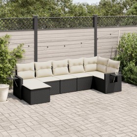 7-teiliges Garten-Essset und schwarze Kissen aus synthetischem Rattan von , Gartensets - Ref: Foro24-3220475, Preis: 462,39 €...